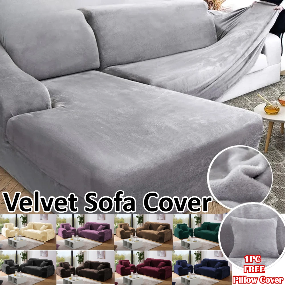 1 Pieces Thick Velvet Sofa Covers Elastic Stretch Slipcovers Furniture Protector for Home Couch Armchair L Shaped Corner Sofa