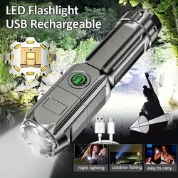 LED Flashlight Strong Light USB Rechargeable Waterproof  Zoom Emergency Lights For Outdoor Camping Fishing Work Lighting Lamp