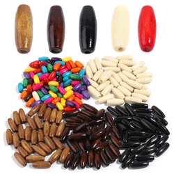 100pcs 8×22/7×15mm Maple Baseball Shaped Wooden Beads Wooden Oval Bead Loose Spacer For Jewelry Making DIY Bracelets Accessories