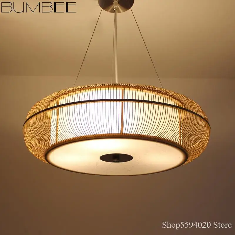 

Handmade Bamboo Chandelier Ceiling Lamps Bamboo Hanging Lamps Dining Hall Simple Fashion Chinese Ceiling House Lighting Fixtures