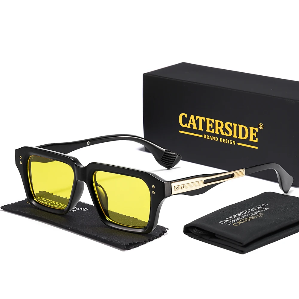 CATERSIDE Retro Quadratische Metall-Sonnenbrille für Männer, Modische Damen-Sonnenbrille, Outdoor-Reise-Fahrbrille, Dekorative Brille, UV400 – Detail 22