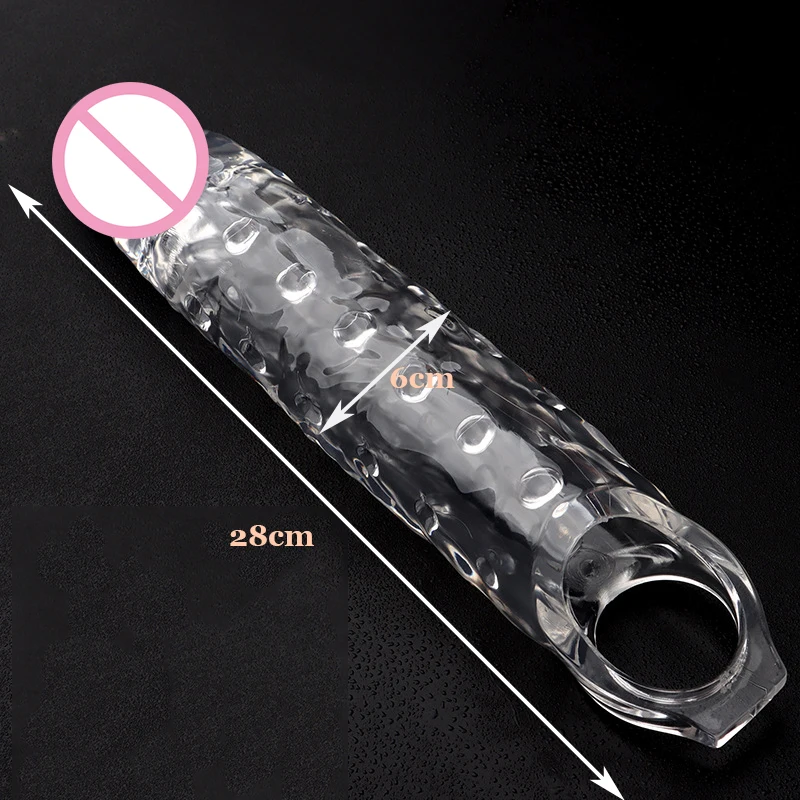 11inch Transparent Penis Extender Sleeve Bigger Realistic Sleeve Reusable Condom Cock Rings Delay Ejaculation Sex Toys For Men