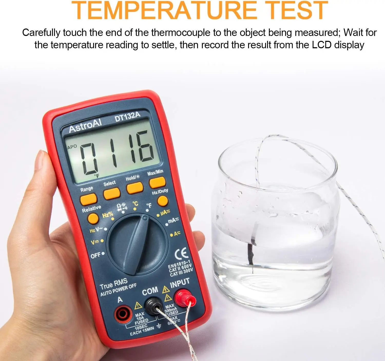 Multimetro digitale CA CC TRMS 4000 conteggi + multimetro digitale tester batteria 1,5 V/9 V/12 V