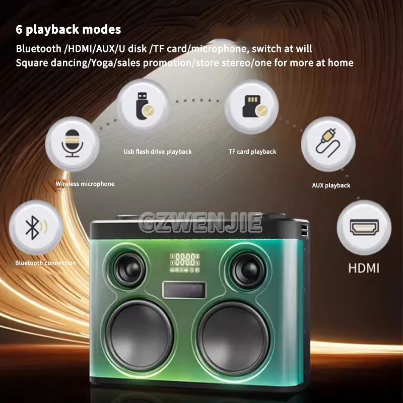 S1368 Portable Outdoor Karaoke Bluetooth Speaker With Rack Drum Function Subwoofer 320W Stereo Wireless Microphone Speaker