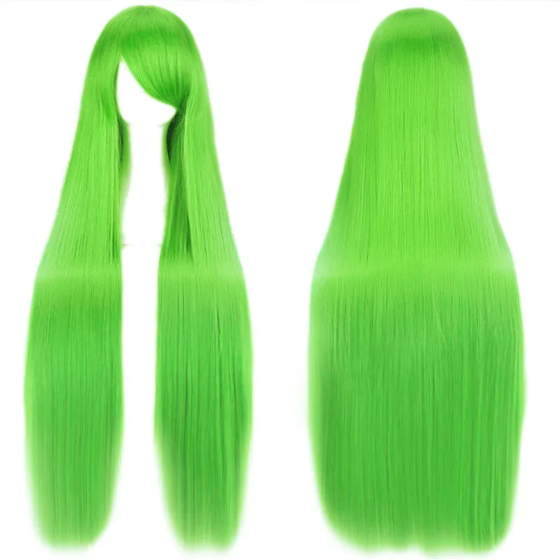 Synthetic Cosplay Wig 100CM Long Straight Multi-Color Bangs Anime Maid Styling Fiber Hair for Mi-ku Inspired Costume Party