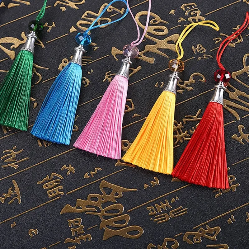 5Pcs Tassels Crystal Bead Tassels Craft Tassels Fan Tassels for Jewelry Making Pendant Handmade DIY Accessories