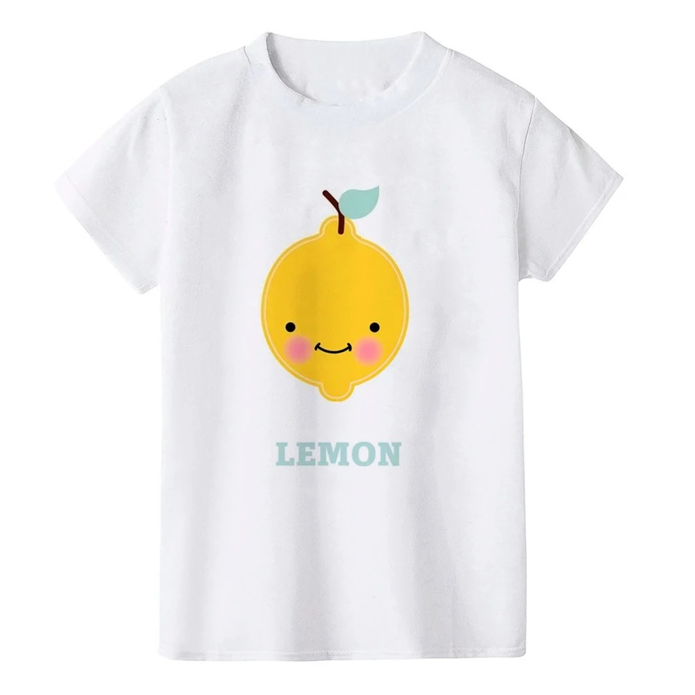 Cute Lemon Print Kids Tshirt Fashion White Harajuku Tee Shirts Summer Funny Short Sleeve Children Boys Girls T-shirt Clothes