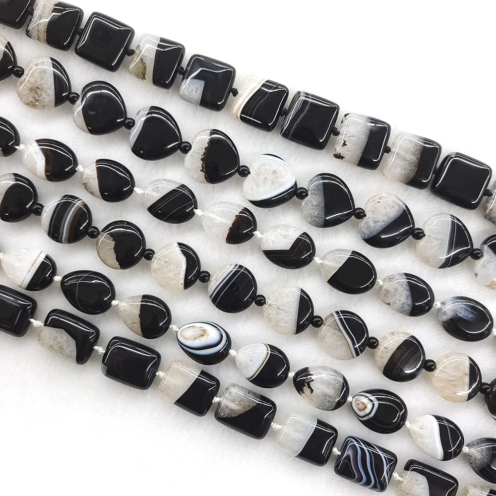 Black Uruguayan Agate Beads Natural Stones Heart Shape Gemstones Spacer Bead Healing Crystals for Jewelry Making DIY Accessories