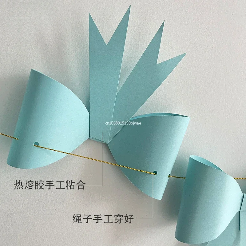 INS Fashion Big Paper Bow Bunting Banner Garland for Kids Birthday Party Decoration Baby Shower Wedding Party Photo Background