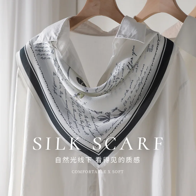 100% Silk Scarf for Women Luxury High Quality Square Fashion Print Hair Neckerchief Lady Shawl Wraps Hijab Bandana Scarves шарф