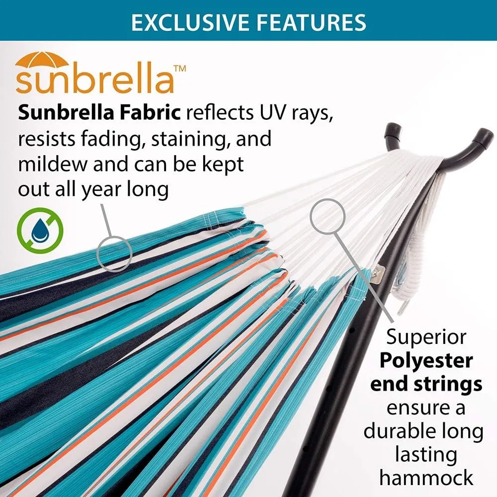 أرجوحة قطنية مزدوجة مع حامل فولاذي موفر للمساحة، أوتار نهاية بوليستر مطورة، سعة 450 رطل، حقيبة حمل ممتازة، مثالية f #2