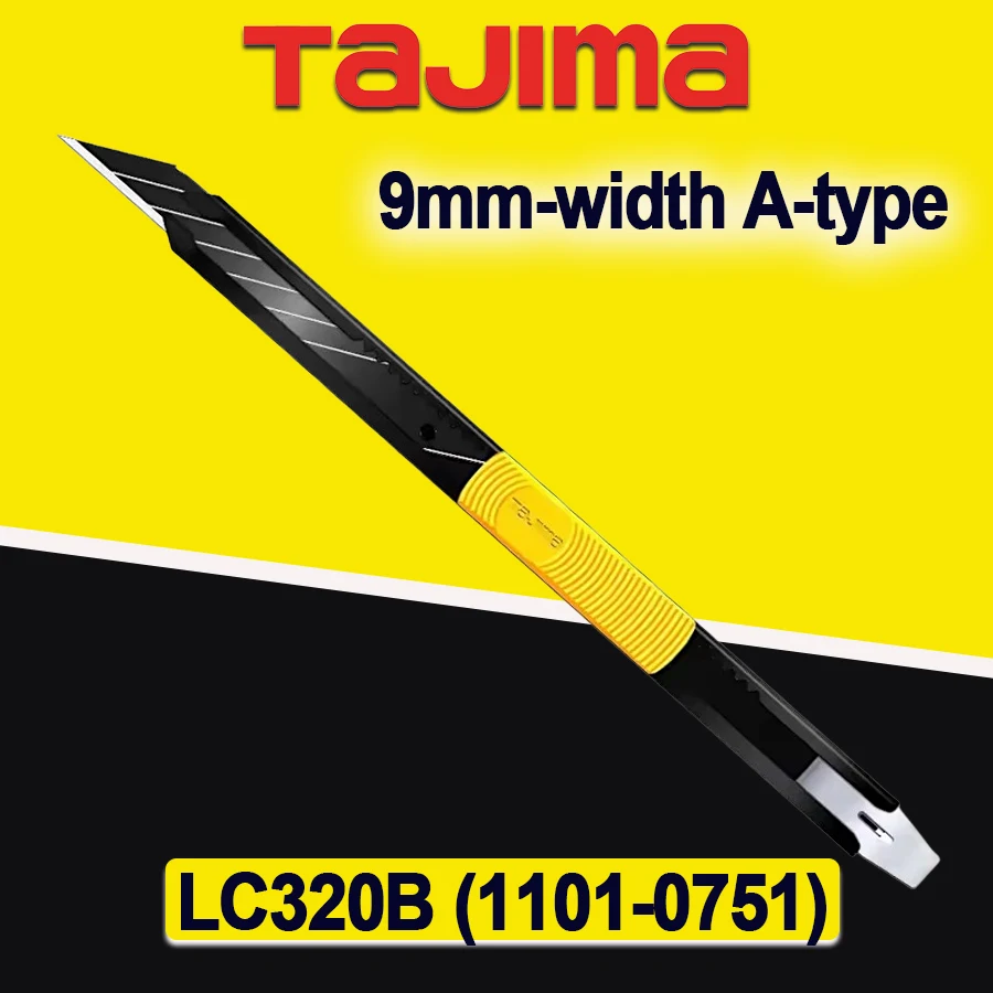 Faca Utilitária Mini TAJIMA com Lâminas de Aço Inoxidável Tipo A de 9mm e Botão de Pressão, Ferramentas de Corte Robustas LC320B (1101-0751)