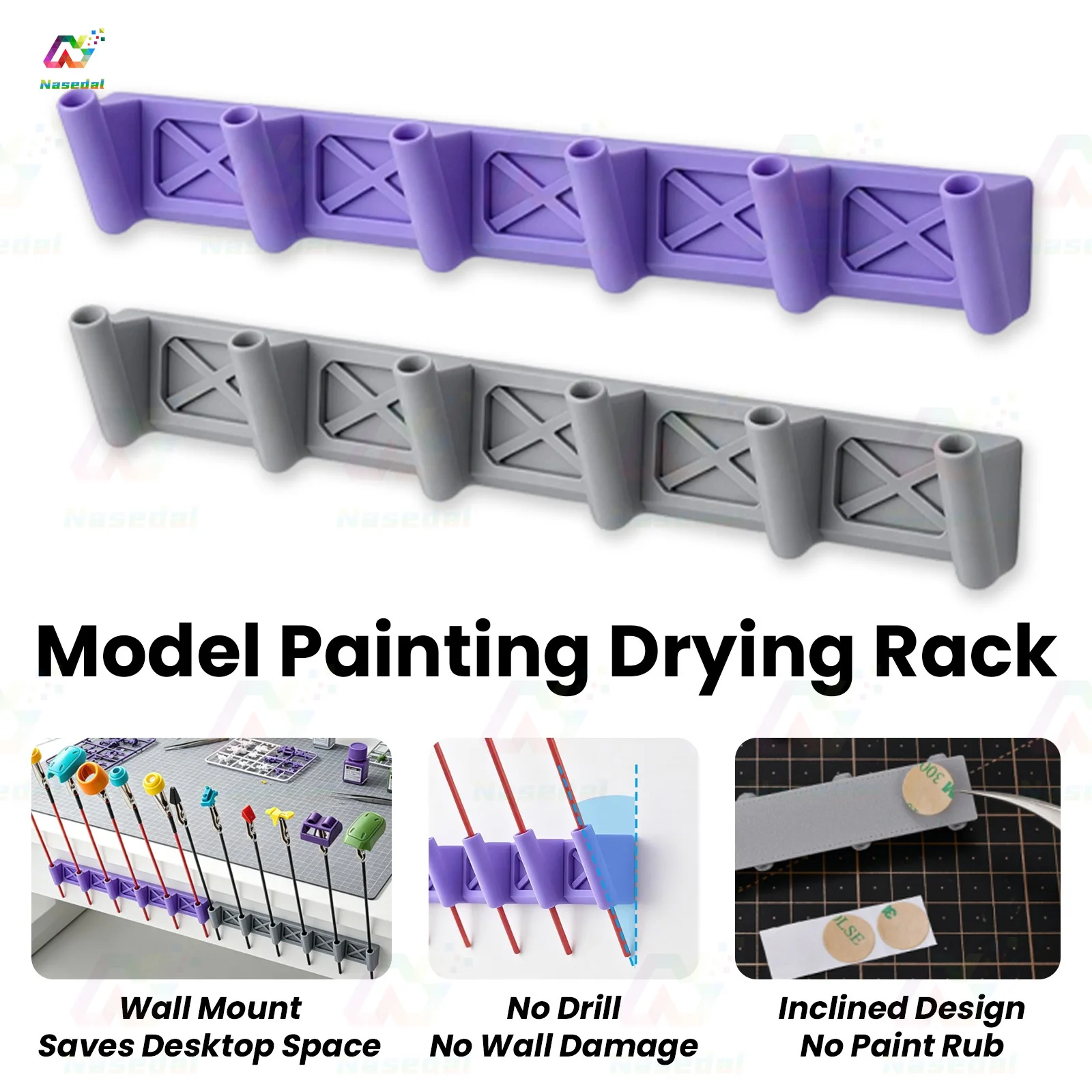 MSWZ TS010 Model Painting Drying Racks 3D Printed Wall Mount Paint Holder with 6 Holes for Gundam Airbrush Painting Clip Holders