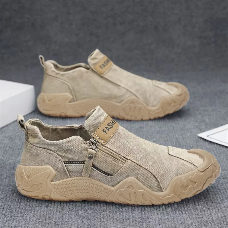 

Men's Canvas Slip-On Driving Casual Shoes Breathable Old Beijing Cloth Shoes Trendy Student Shoes Spring Season Desert Boots