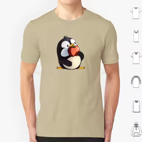 Funny Penguin Eats T Shirt 6xl Cotton Cool Tee Funny Linux Gnu Ubuntu Debian Arch Fedora Tux Programmer Programming Developer