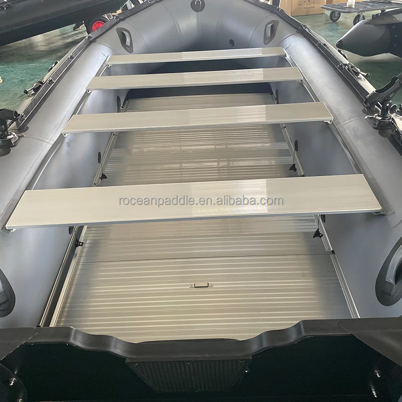 CE 공장 4.3미터 4.5미터 길이 두꺼운 고무보트 알루미늄 바닥 PVC 선체 재질 팽창식 보트 판매