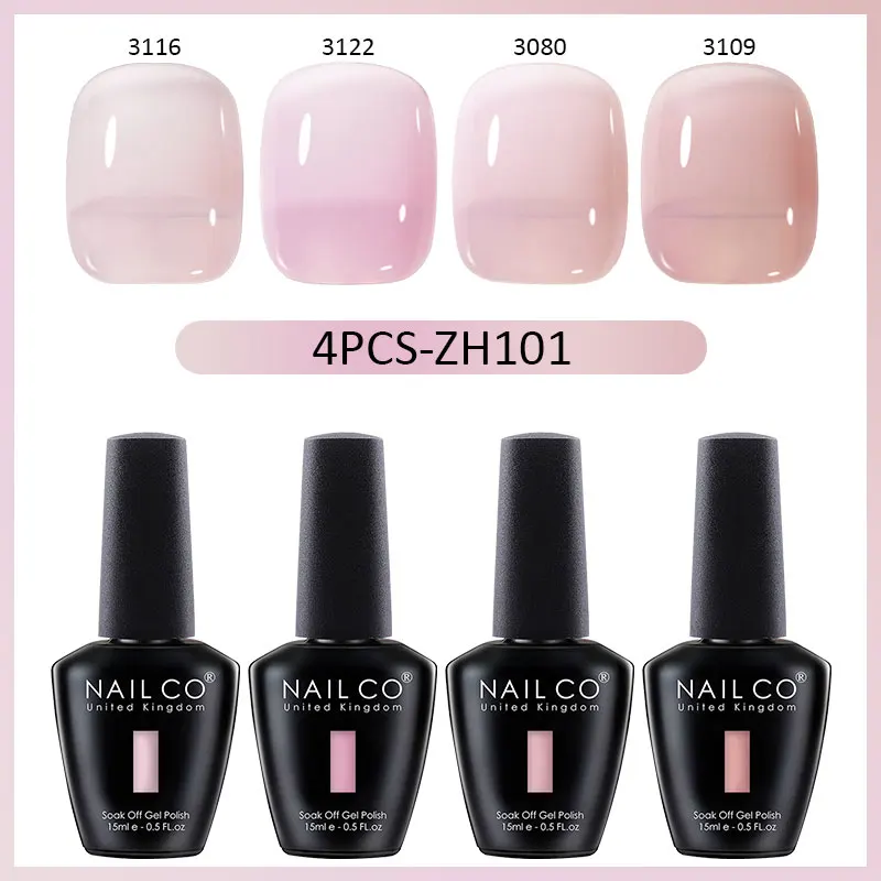 NAILCO 4pcs 15ml Automne Hiver Couleur Translucide Gel Vernis À Ongles Gelée UV Ongles Gel Polish Kit Esmalte Peinture Nail Art