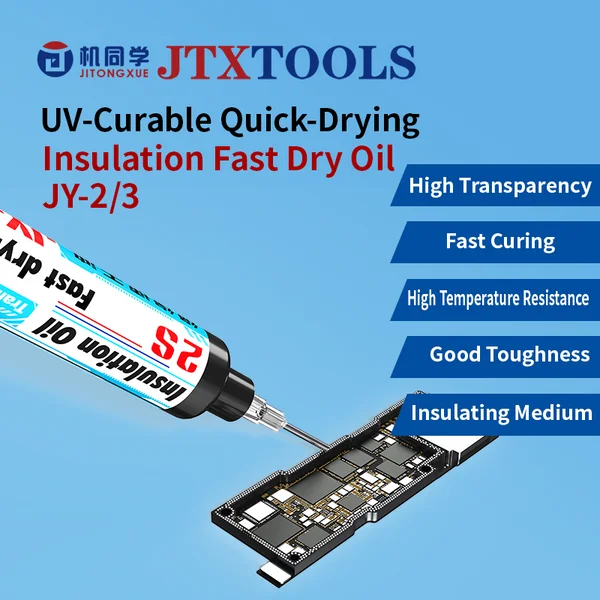 JTX JY-2/3 UV Insulation Varnish Fast Curing 2S Electronic Potting Compound Waterproof Sealant for PCB Chip CPU Repair Tool