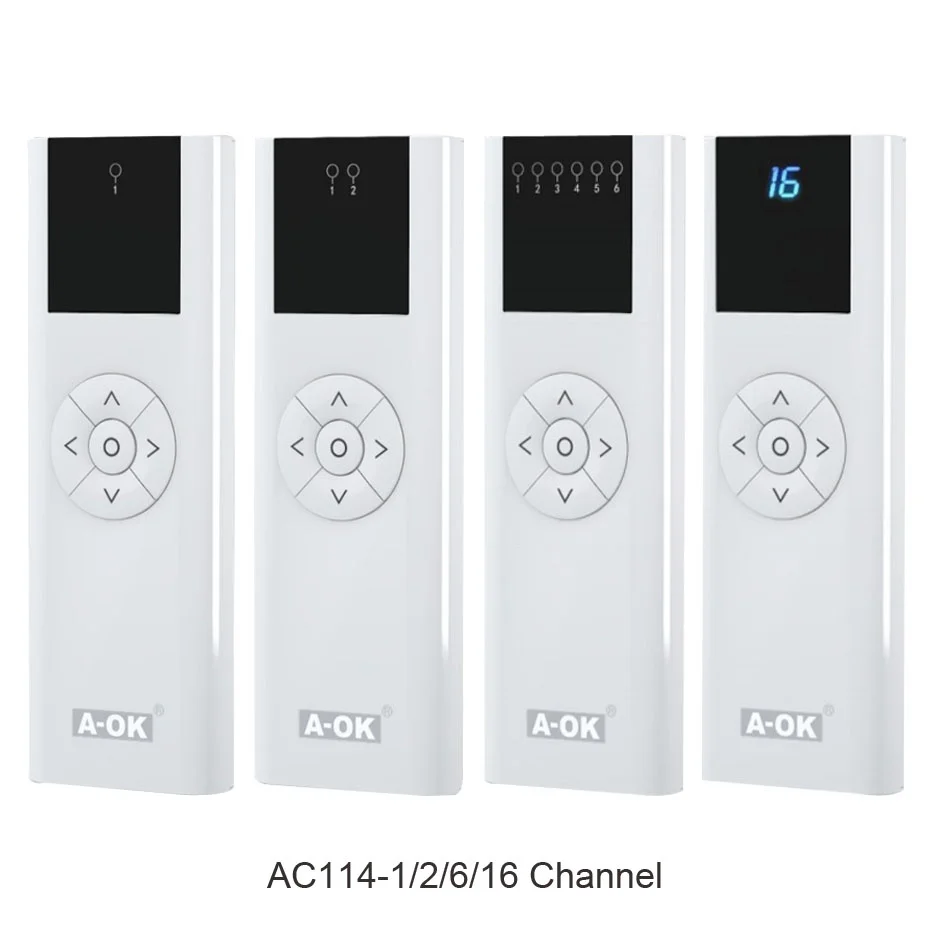 A-OK RF433 Remote Controller AC123 / AC114 1/2/6/16 Channel Nirkabel Emitor untuk A-OK RF433 Tirai Motor / Tubular Motors