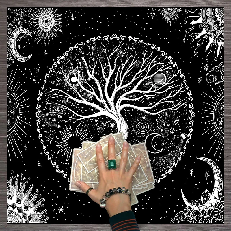 

sun moon tree of life Altar Cloth Tarot Tablecloth Pagan Spiritual Pendulum Witchcraft Astrology Oracle Cards Pads Home Decor