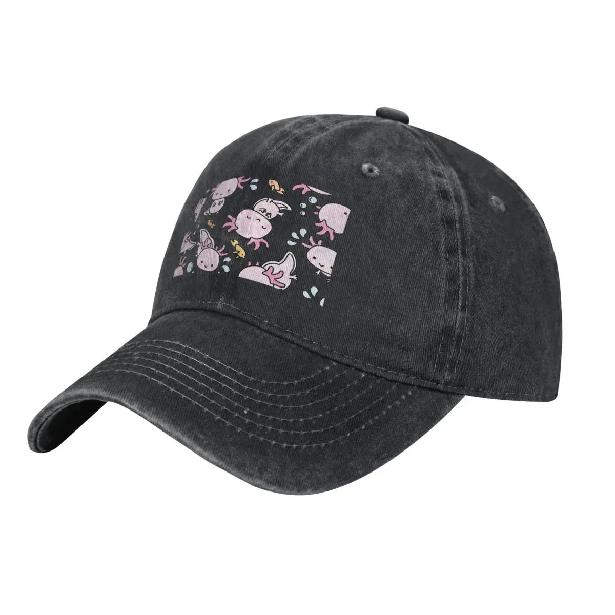 Swimmy Axolotls Baseball Caps Fashion Denim Fabric Hats Outdoor Adjustable Casquette Streetwear BaseballCowboy Hat for Men Women