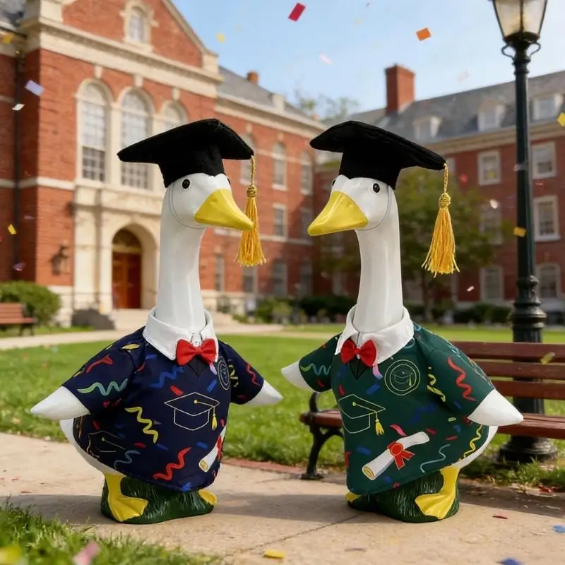 G6KF Playful Geese Clothing Collection With Graduation Hat And Robe Suitable For Parties And Pictures Outdoor Display