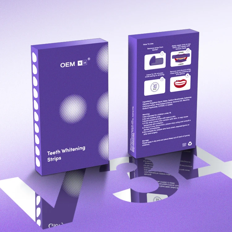 5 Boxes MOQ, 14 Pairs 28 Strips, V-34 Dentals Color Corrector Strips, Private Label High Adhesive Care Strips