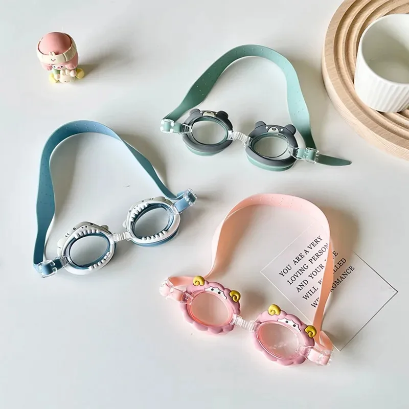 

Водонепроницаемые противотуманные очки для плавания с мультяшным пони, регулируемый ремень, милые детские принадлежности для плавания