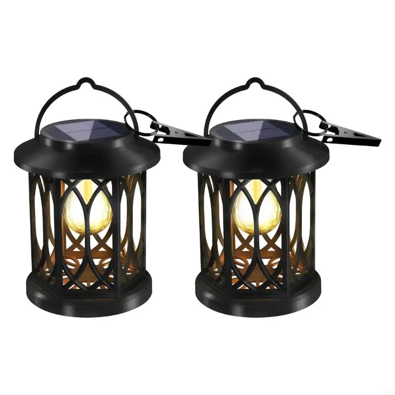 Solar Hanging Lamp With Flame Effect Creative LED Solar Courtyard Lamp N2UD