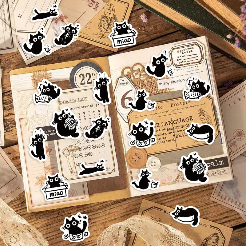 

500PCS Cartoon Black Cat Roll Stickers Graffiti Toy DIY Guitar Phone Suitcase Water Cup Skateboard Planner Supplies Decals