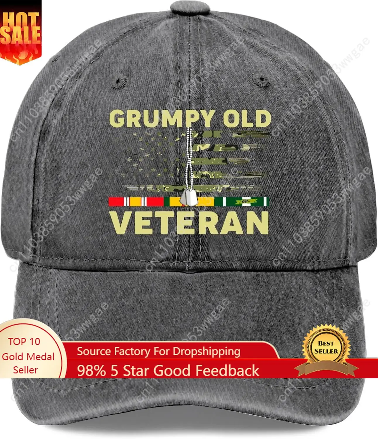 

Grumpys Old Vietnam Veteran Summer Hats for Men's Breathable Caps
