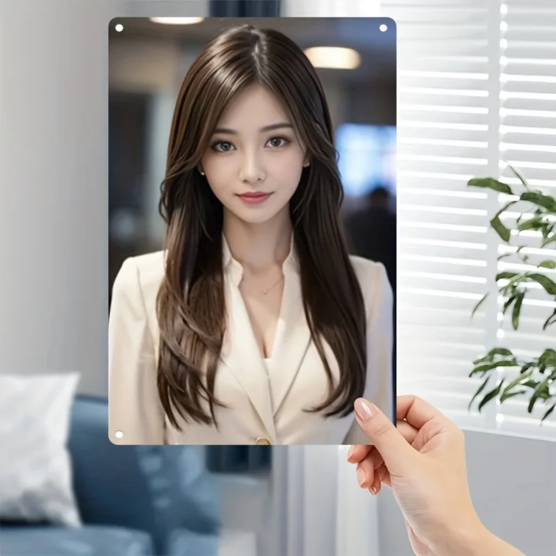 

2D Flat, Elegant Metal Sign Plate - Modern Minimalist Portrait Poster With Smooth Finish, Durable Iron Construction For Home, Of