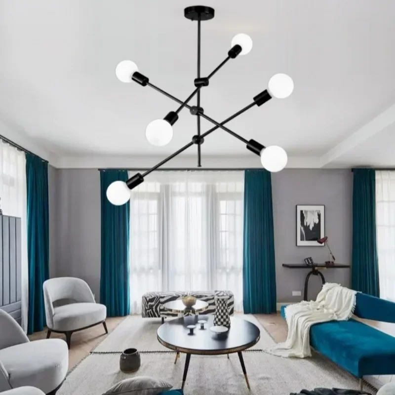 Metal Ceiling Lamp Modern Home Lighting Fixture Sputnik Chandelier Home Decor LED Light Nordic Postmodern Hanging Lamp