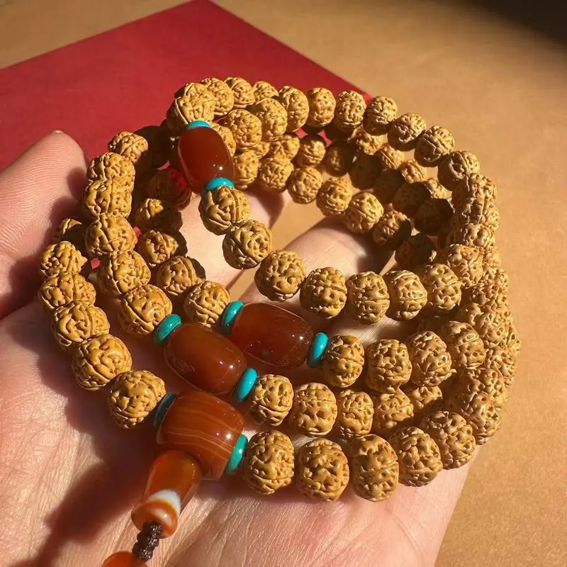 108 carefully selected five-petal diamond bodhi beads multi-strand bracelet ethnic style