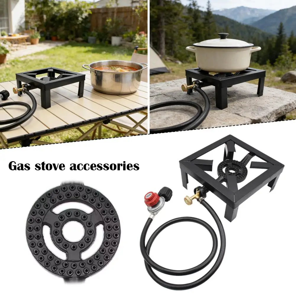 

Мощная газовая горелка-кольцо из чугуна для улицы, портативная походная плита на сжиженном газе с регулировкой пламени, 1 шт.