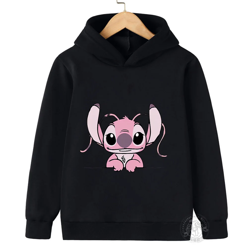 Disney Stitch creative printed children\'s clothing boys and girls street casual sweatshirts outdoor sports 3-14 years old hoodie