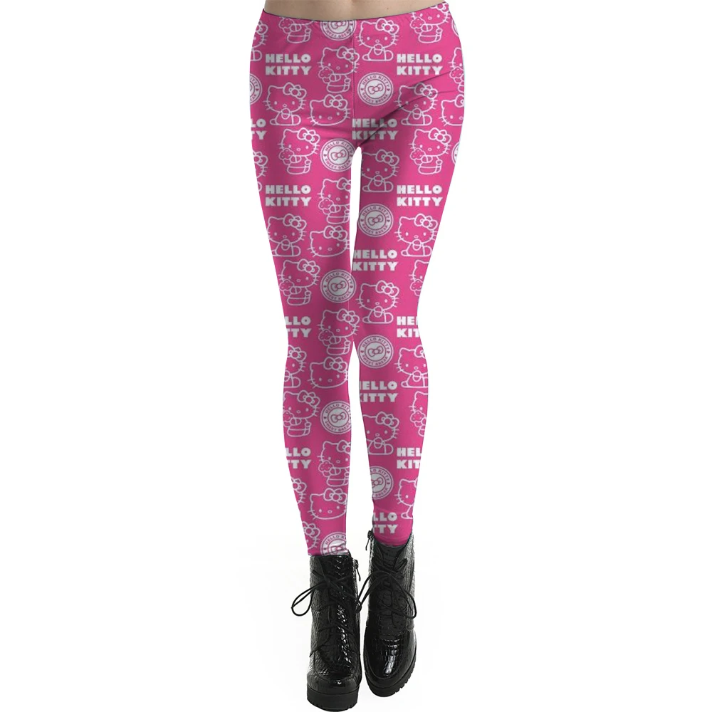 Kuromi مرحبا كيتي estampa عارضة elástica cintura سليم صالح طماق casa fora trabajo viagem استخدام طماق confortables روزا #5