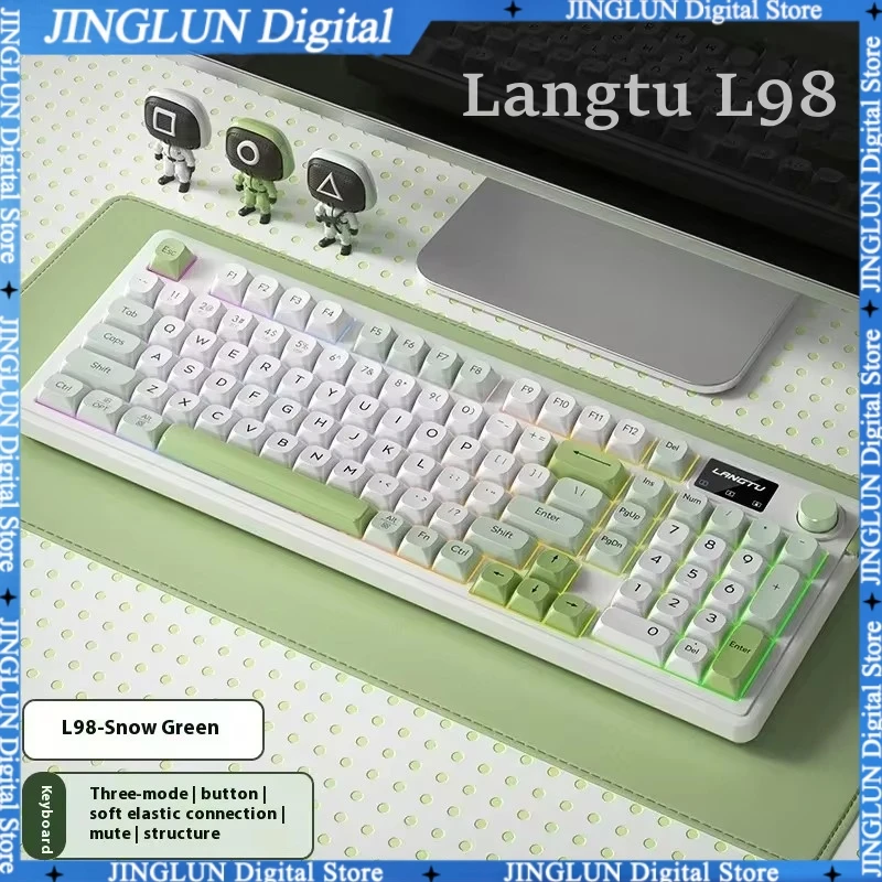 

Langtu L98 Wireless Gaming Office Keyboard Bluetooth Tri-Mode Rgb With Screen Knob Gaming Silent Keyboard Computer Peripherals