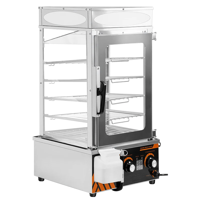 Commercial Electric Food Steamer Cabinet Warming Showcase Dumplings Bun 5-Layer Steamer Display Cabinet with LED Digital Control