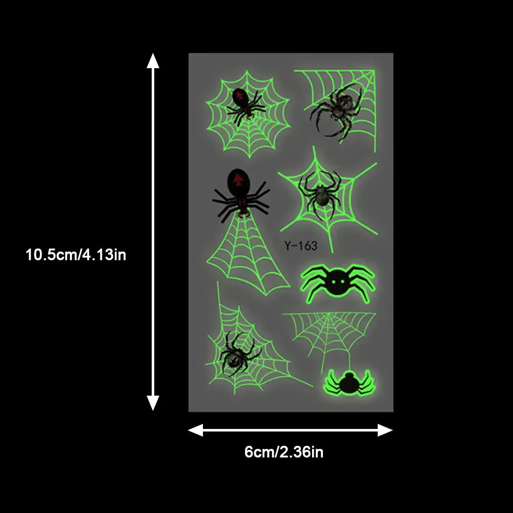 الإبداعية الجديدة هالوين مقاوم للماء العنكبوت الخفافيش شبح الوشم وهمية اليقطين مضيئة لصاقات وشم مؤقت للحزب الرجال النساء