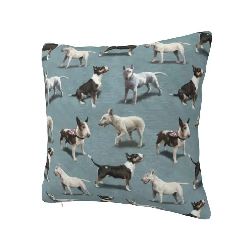 Custom Bull Terrier Dog Cushion Cover Animal Velvet Luxury Throw Pillow Home Decor