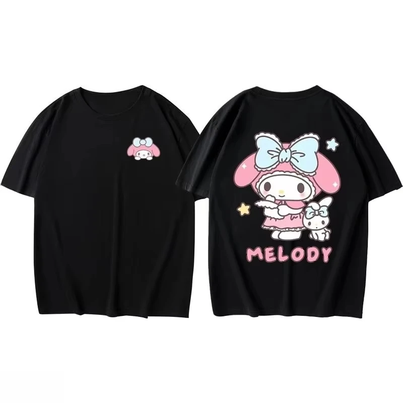 

Miniso Summer New Cute My Melody Printed T-shirt Women's men New Plus Size T-shirt Y2K Retro Loose Casual Short Sleeve Top