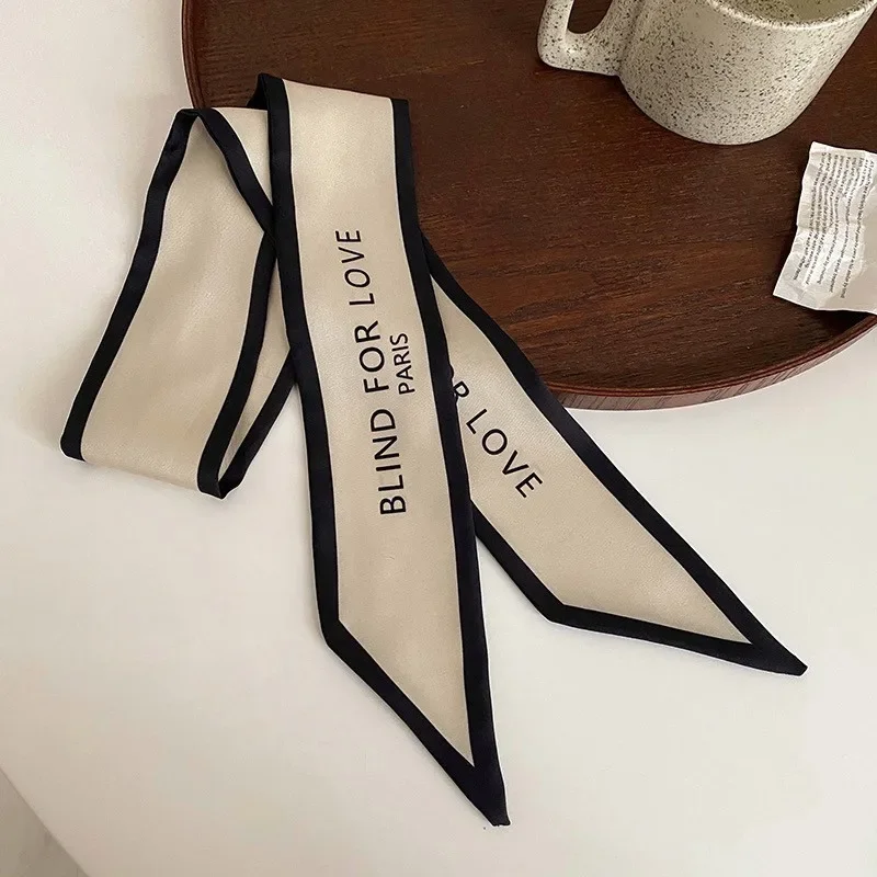 Mode Druck Brief Haar Bänder Französisch Elegante Lange Stirnband Tasche Strap Zubehör Mädchen Bogen Knoten Lange Haar Schal Haarband – Detail 3