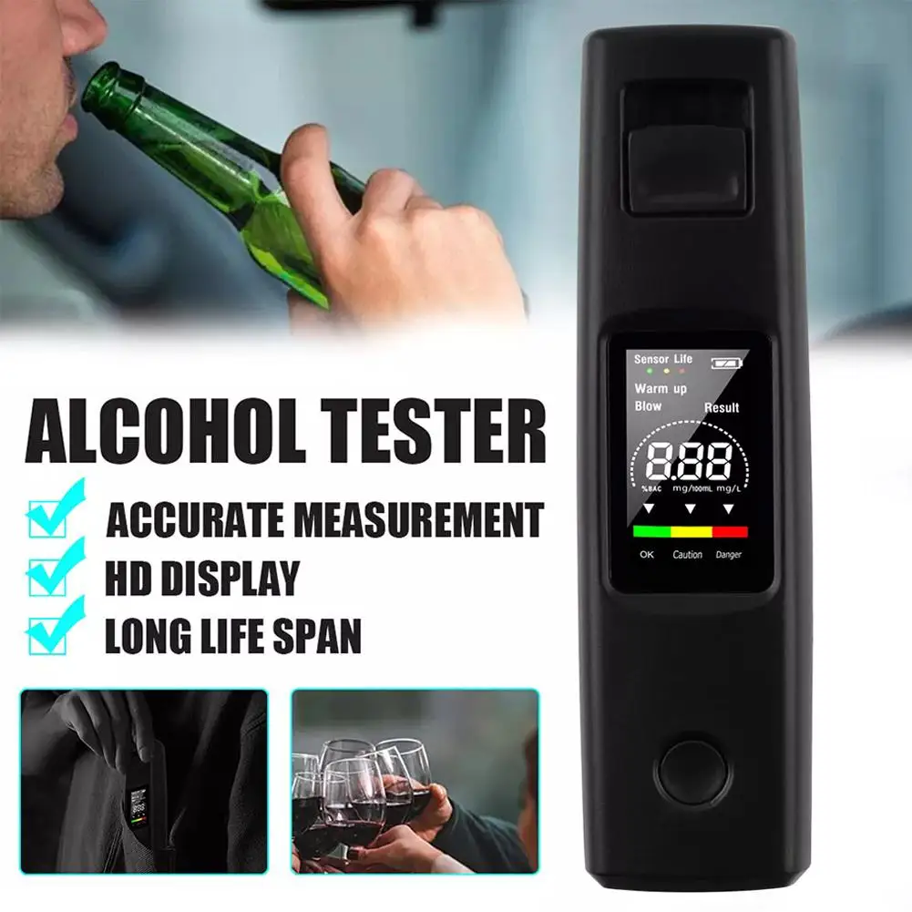 Portable Alcohol Tester High Sensitivity Breathalyzer Non-Contact Alcoholometer Type-C Charging Professional Breathalyzer