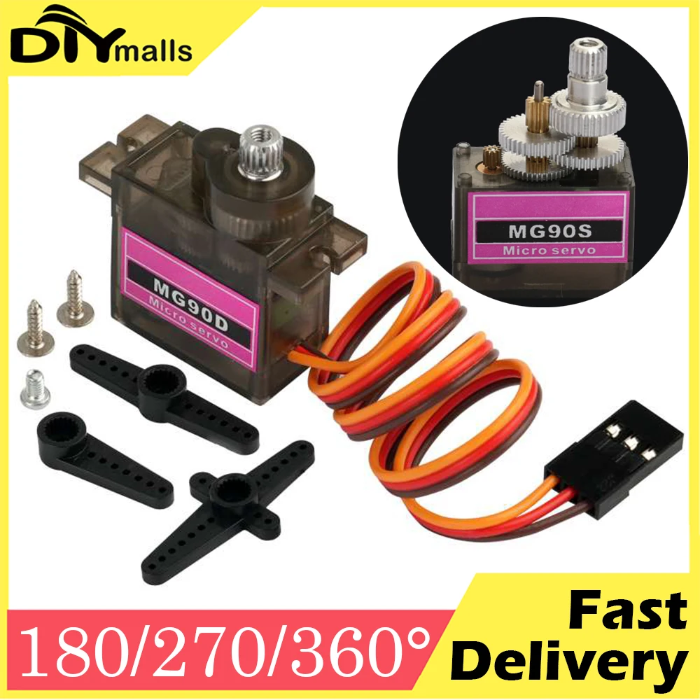 

1/2/4/10pcs 180/270/360 Degree 9g MG90D Micro Digital Mini Servo Power Functions Metal Gear Brush Motor For RC Plane Helicopter