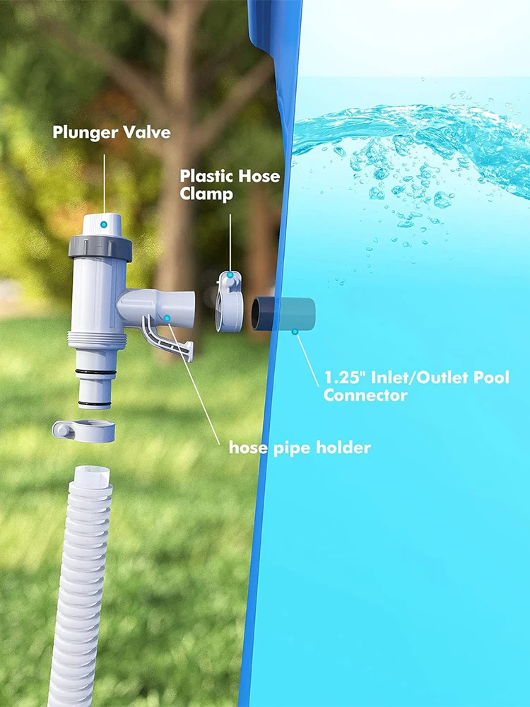 Durable PVC Pool Filter Pump Adapter 32mm Pool On/Off Plunger Valve Leak Proof Replacement Parts for Outdoor Pool Accessories