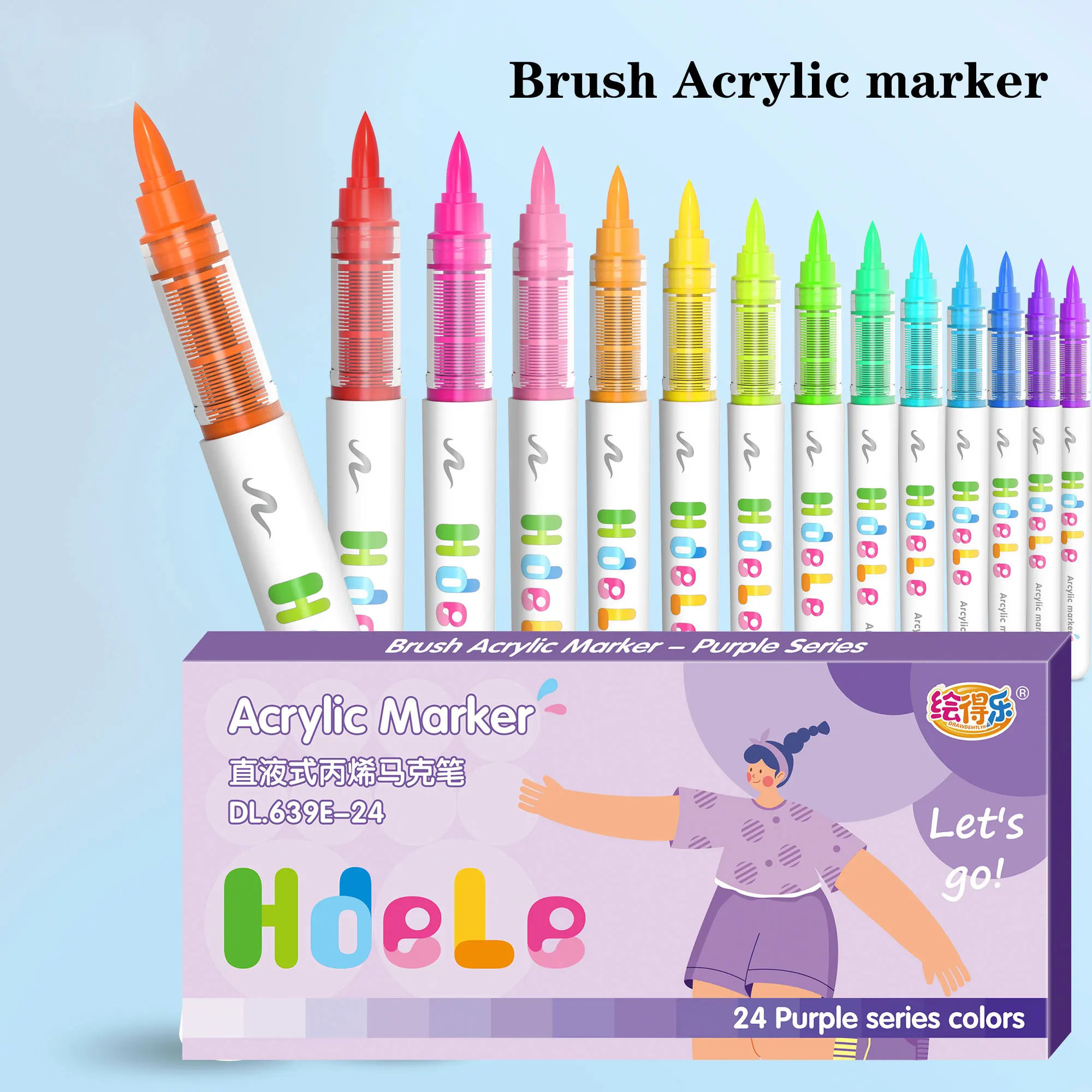 

Acrylic Paint Markers Brush Tip 24 Colors Direct Ink Waterproof Flexible Tip Art Pens for Rock Painting Wood Fabric Egg