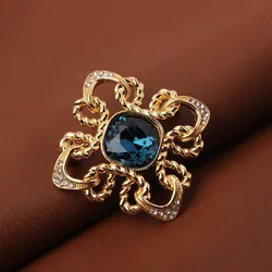 Classic Retro Light Luxury Palace Style Brooch With Imitation Sapphire Silk Scarf Buckle Hem Men And Women Accessory Pins