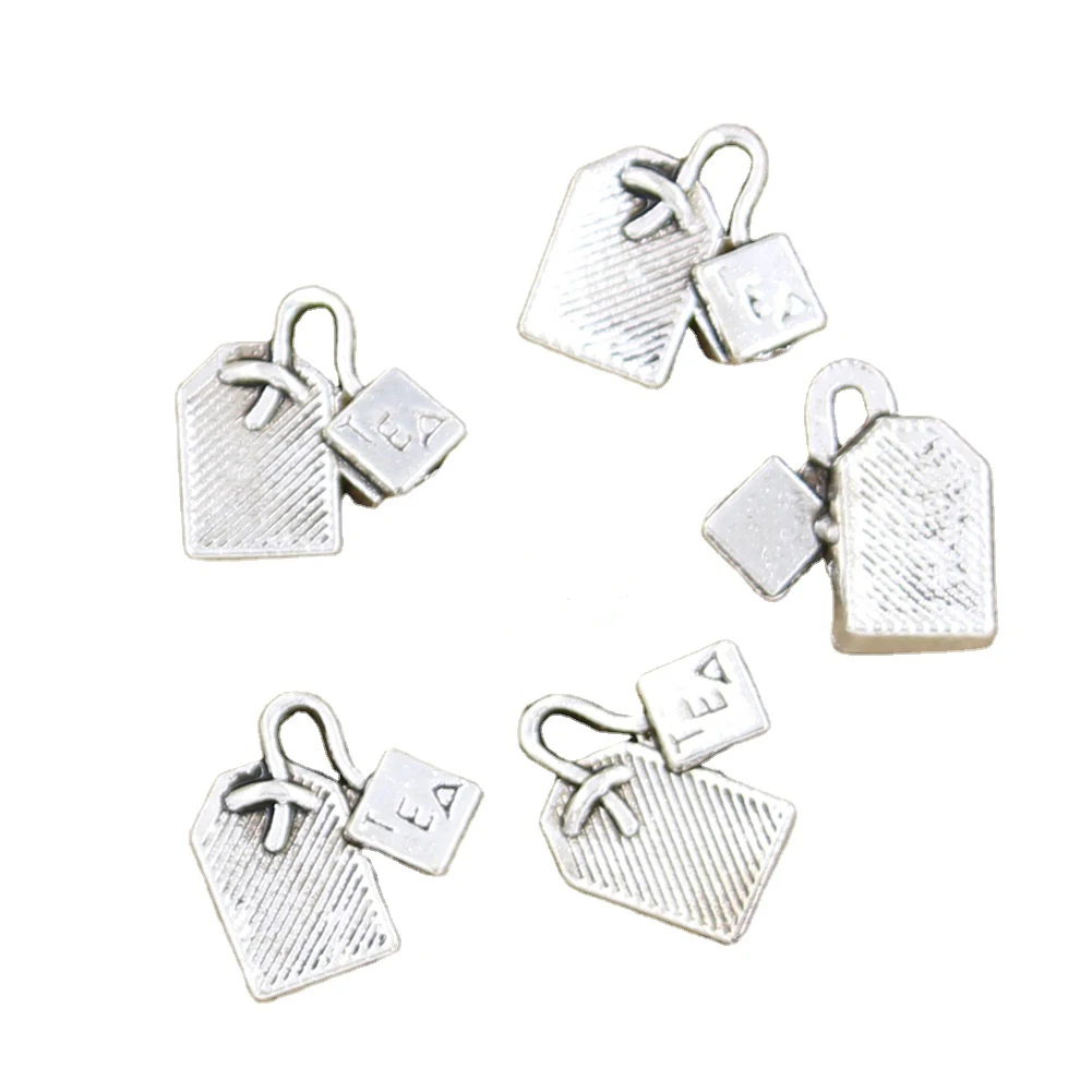 10pcs Charms Tea Bag 15x15mm Antique Making Pendant fit,Vintage Tibetan Silver color,DIY Handmade Jewelry