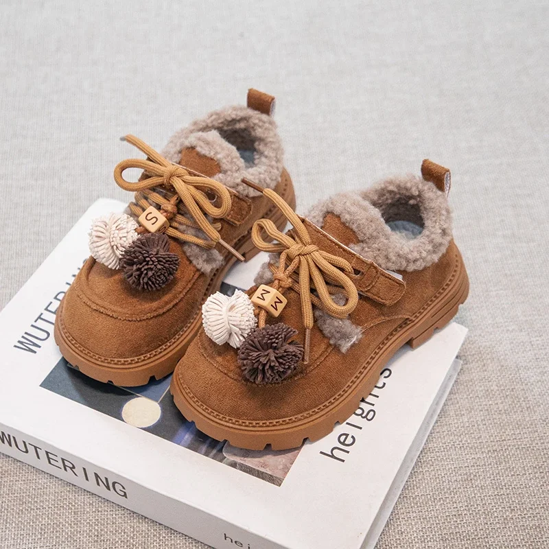 

2025 Children Casual Leather Shoes for Girl Winter New Fashion Korean Style Soft Bottom Anti-slippery Versatile Princess Loafers